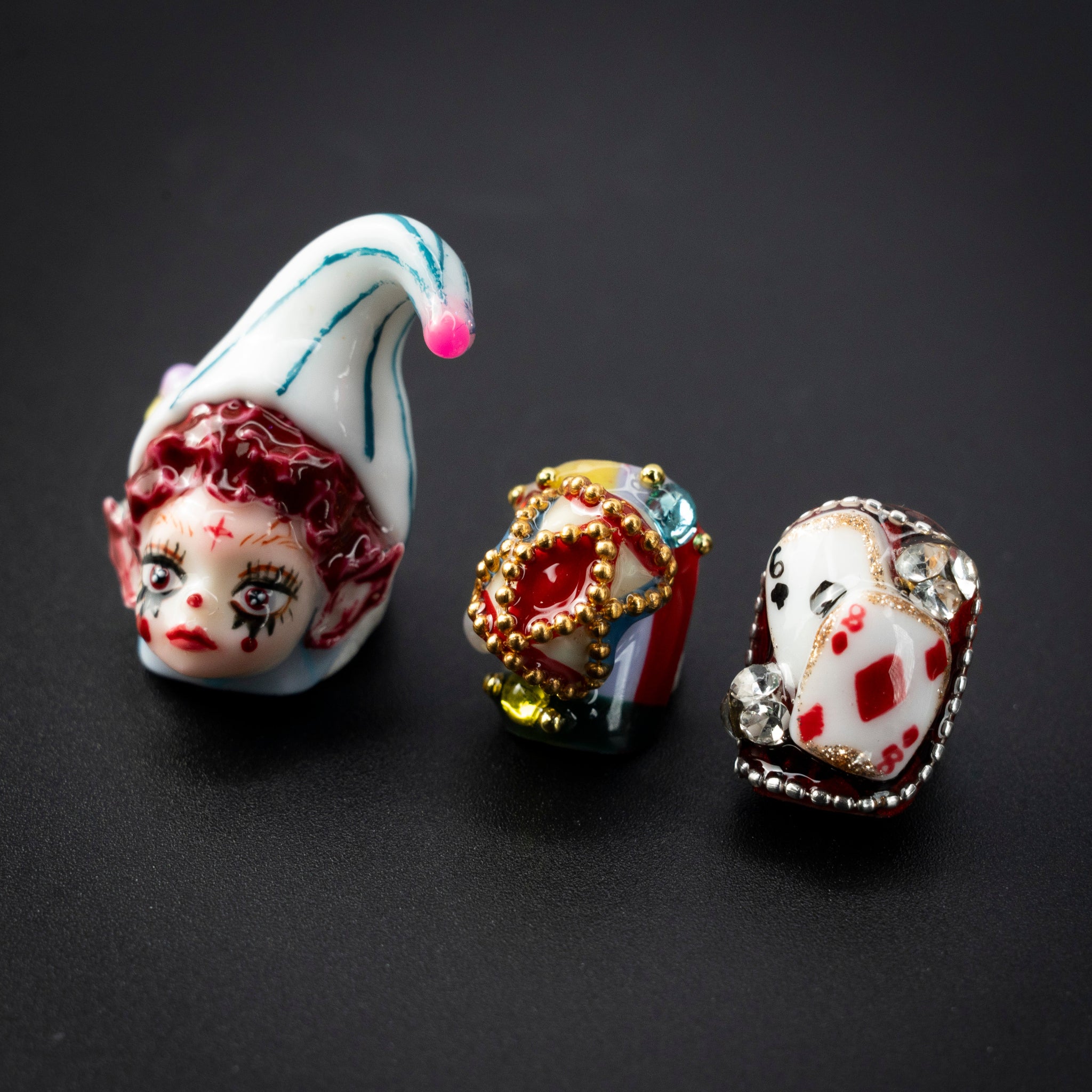 "Carnival Glaze" Halloween Clown Cosplay 3D Art Press-On Nails - Square Nails