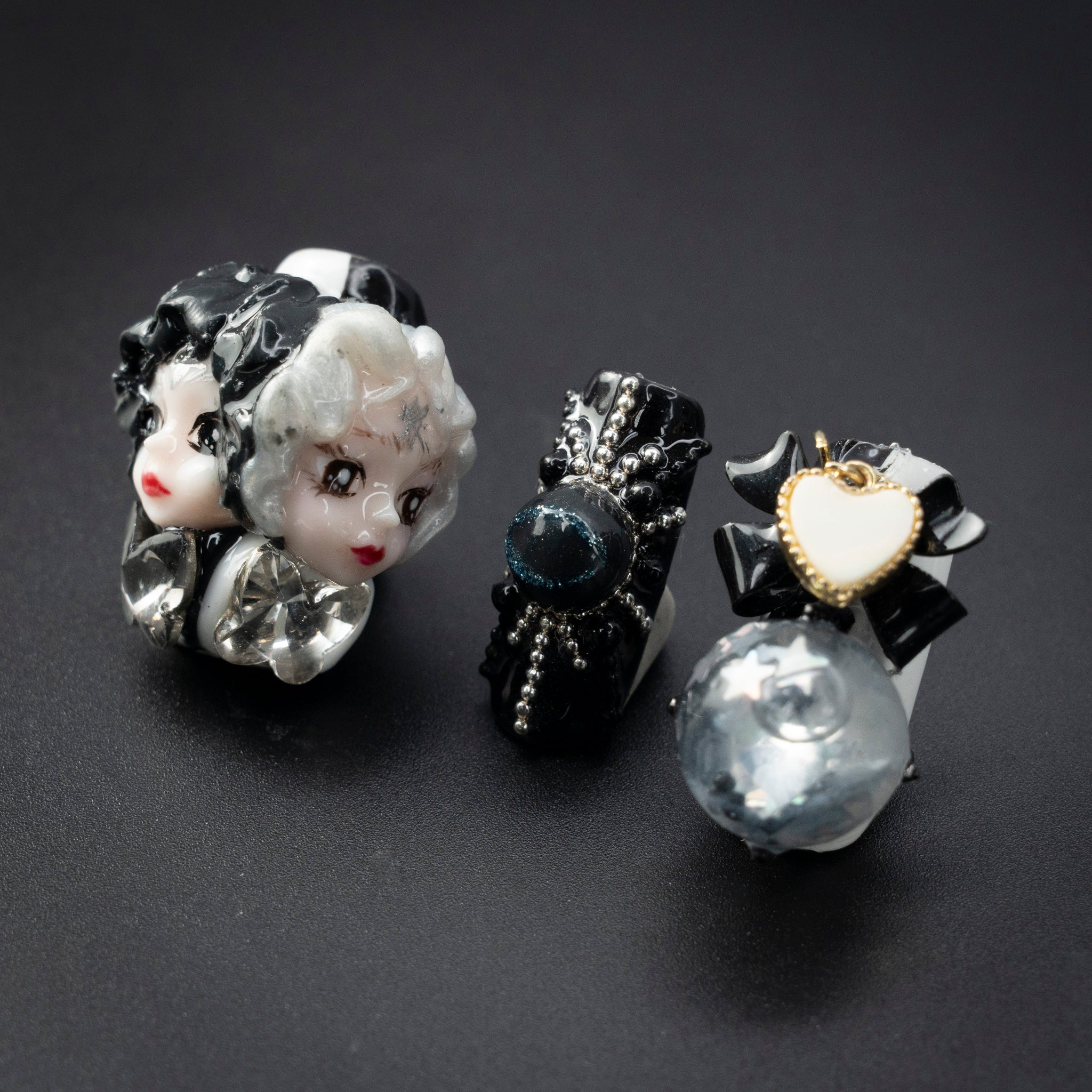 "Doll's Nocturne" Black Gothic 3D Butterfly Spider Halloween Press-On Nails - Coffin Nails