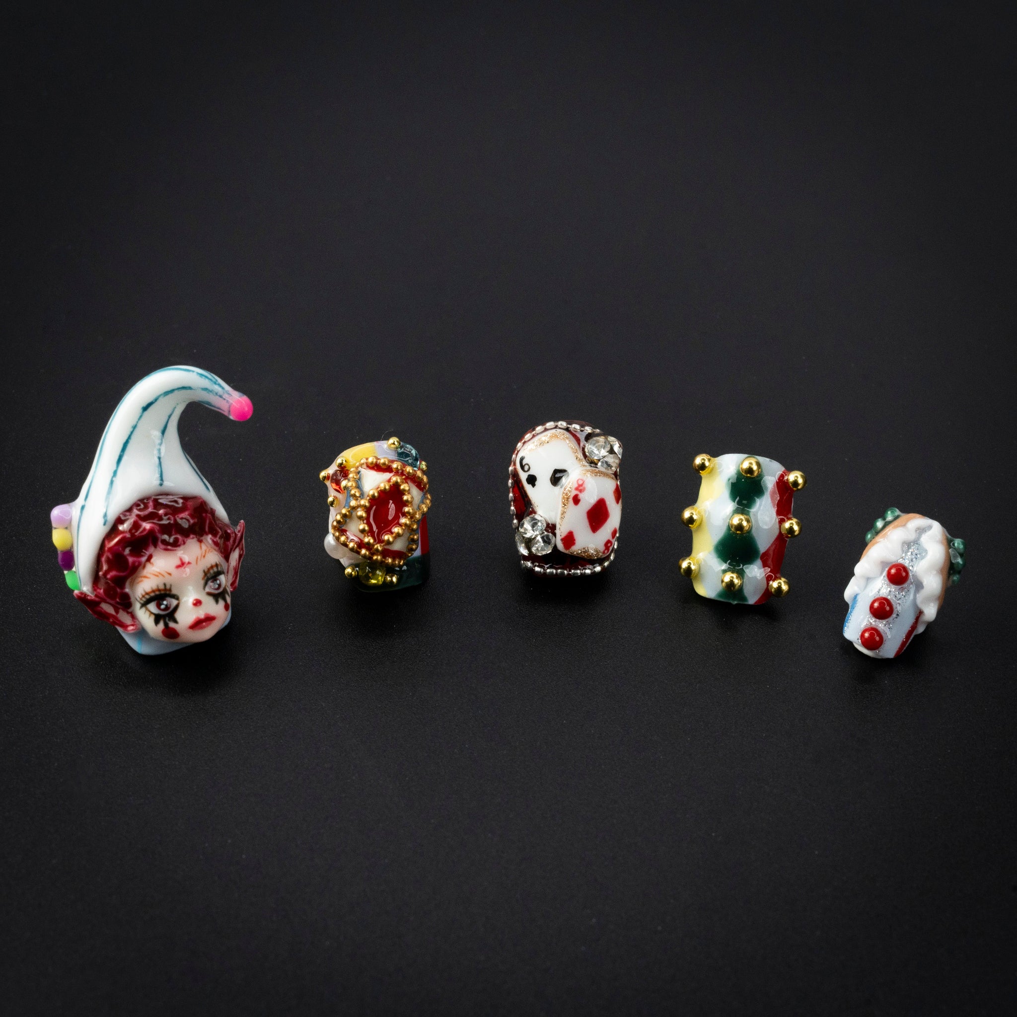 "Carnival Glaze" Halloween Clown Cosplay 3D Art Press-On Nails - Square Nails