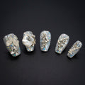 "Crystal Ballet" Silver Glitter Jeweled Press-On Nails - Coffin Nails