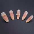 "Honeyed Light" Luxury Crystal Nude Ombre Press-On Nails - Almond Nails