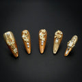 "Imperial Ode" Luxury Gold Vintage Pearl Jeweled Press-On Nails - Stiletto Nails