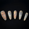 "Iridescent Koi" Iridescent 3D Floral Press-On Nails - Almond Nails