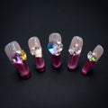 "Kaleidoscope Dream" Luxury Multi-Gem Purple Ombre Press-On Nails - Coffin Nails