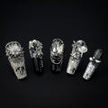"Midnight Couture" Luxury Black Silver Rhinestone Press-On Nails - Coffin Nails