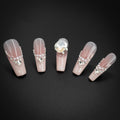 "Pearl Essence" Pink Luxury Elegant Gem Press-On Nails - Coffin Nails