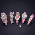 "Pink Frost" Luxury Bling Rhinestone Press-On Nails - Stiletto Nails