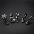 "Riot Rock" Gothic Punk Black Rhinestone Press-On Nails - Coffin Nails