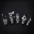 "Royal Amethyst" Silver Purple Jewel Gothic Press-On Nails - Coffin Nails