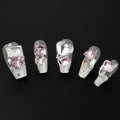 "Starlight Aura" Luxury Pink and Blue Multi-Gem Press-On Nails - Coffin Nails