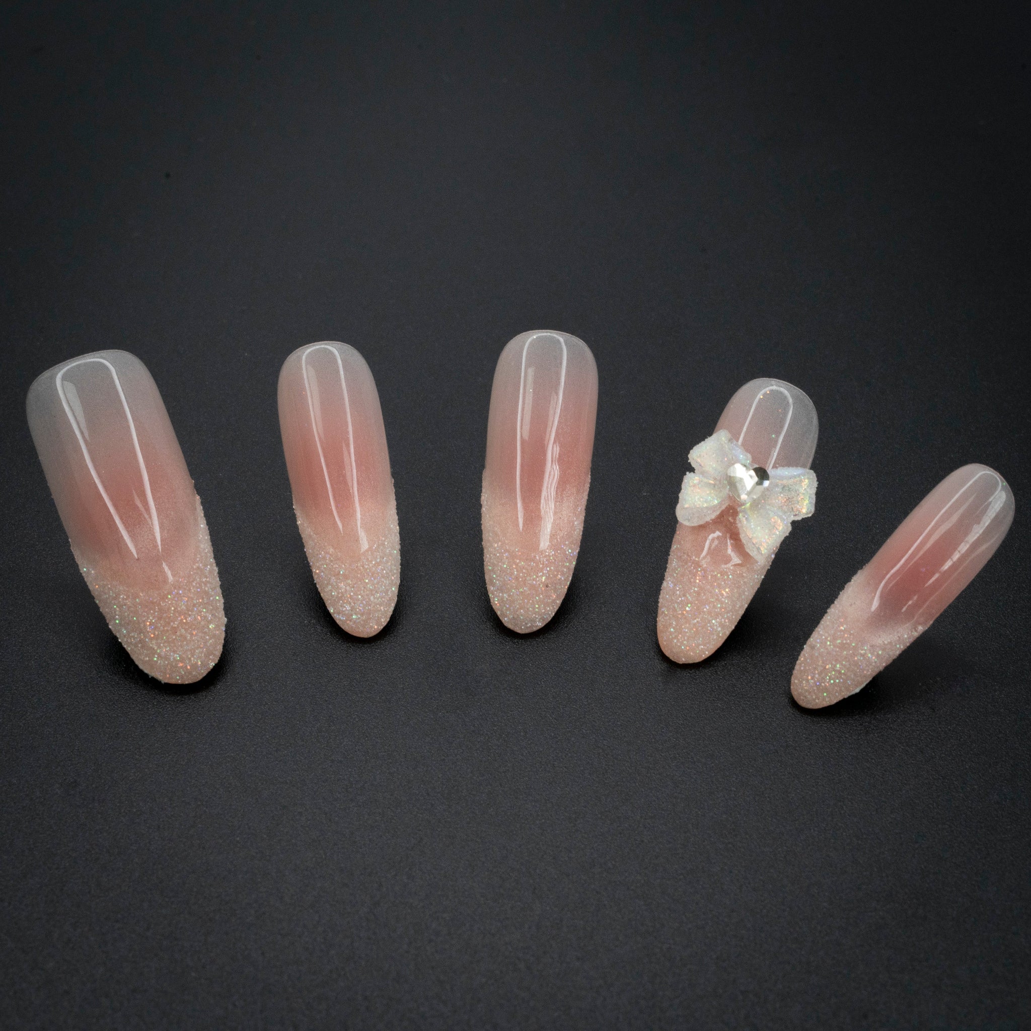 "Sugar Bloom" Luxury Glitter Sweet Press-On Nails - Almond Nails