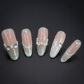 "Velvet Pearl" Luxury Pearl Gem Nude Ombre Press-On Nails - Almond Nails