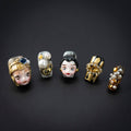 "Vintage Dollhouse" Luxury Gold 3D Doll Jewel Press-On Nails - Coffin Nails
